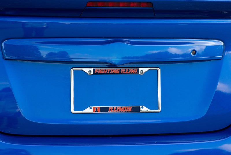 Desert Cactus University of Illinois Fighting Illini U of I Car Accessories Metal License Plate Frame and Tag Holder for Front or Rear of Car (Mascot) - Image 2
